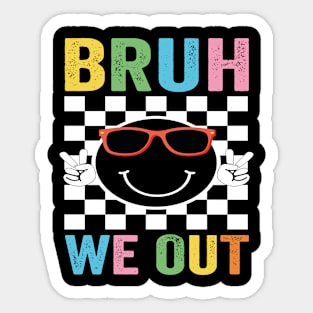 Bruh We Out I'm Leaving End School Retro Rainbow Sunglasses Sticker